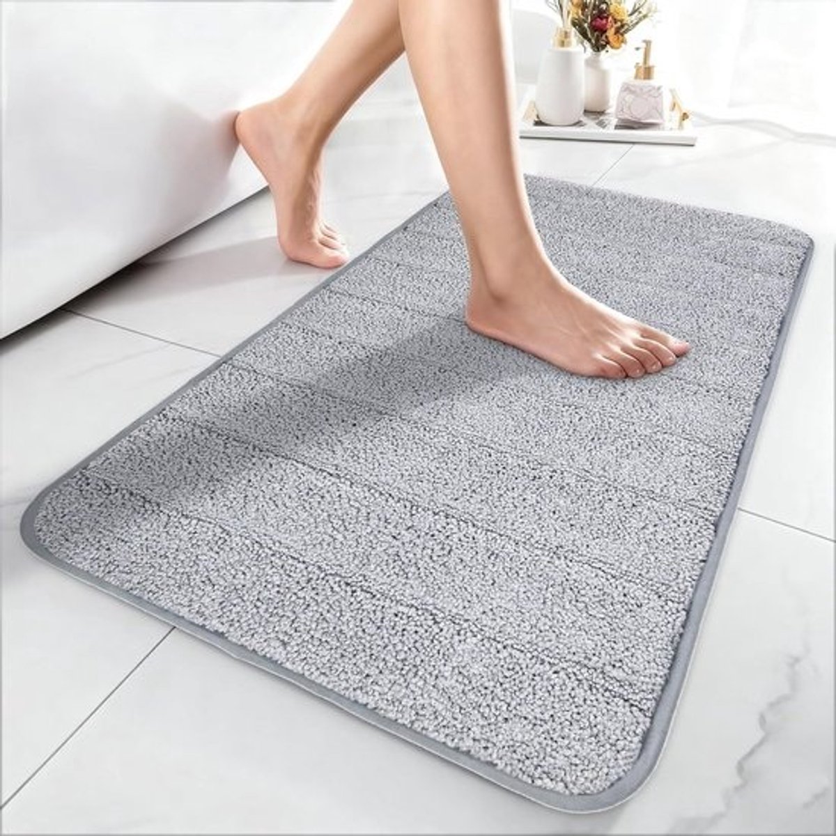Zacht antislip badkamertapijt 50 x 80 cm - Wasbaar hoogpolig microvezel douchemat