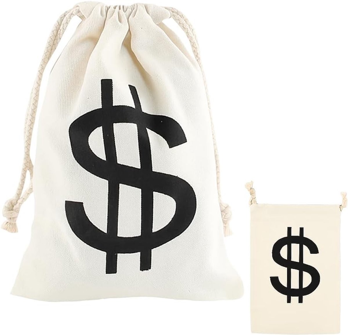 Linnen Portemonnee met Dollar Symbool 23.5 x 16 cm, Kostuum Accessoires voor Feestjes en Themapartijen, Geschikt voor Volwassenen en Kinderen