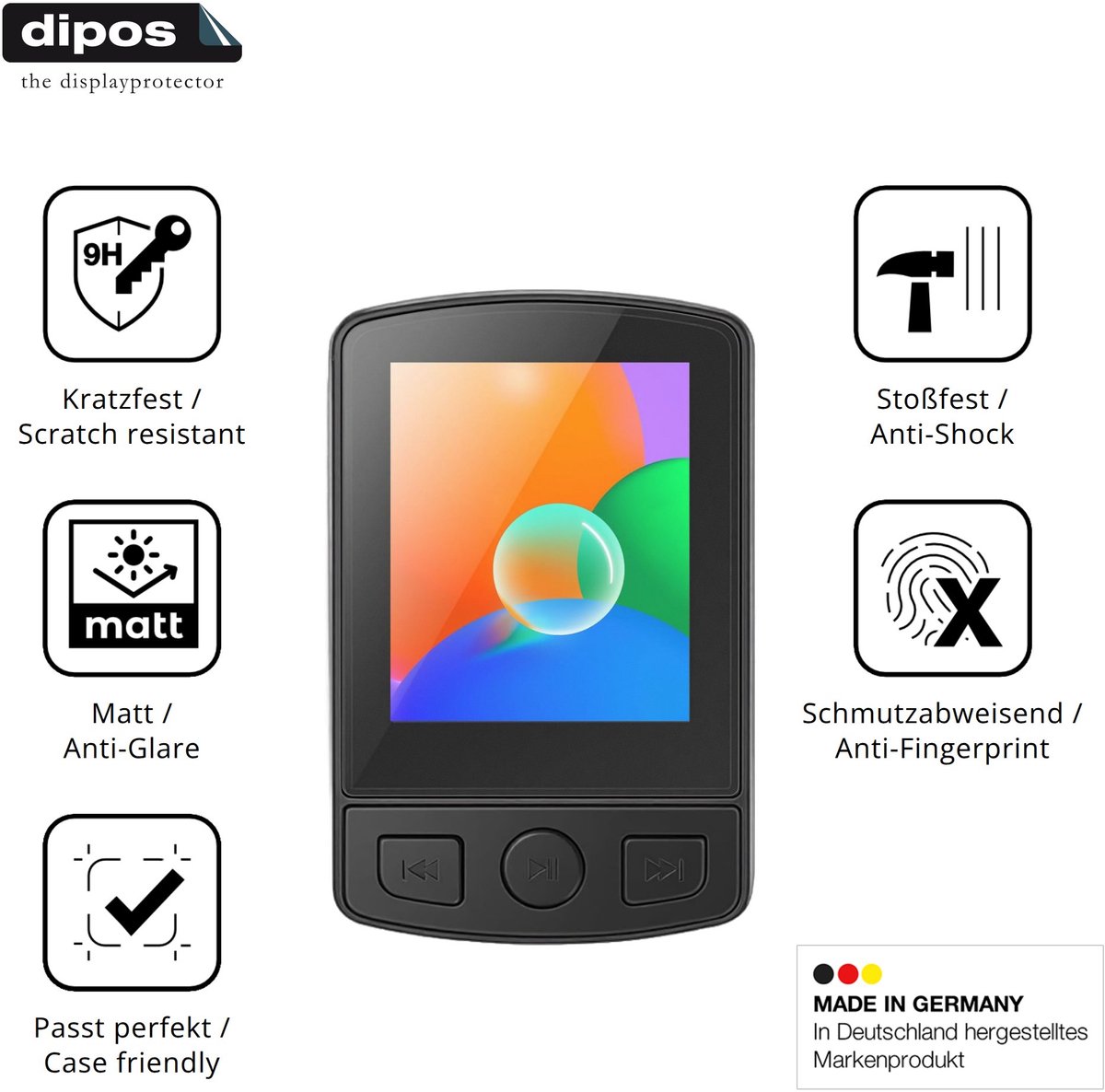 dipos – 2x Matte Pantserfolie geschikt voor Aroeally MP3-07 | 9H Screenprotector