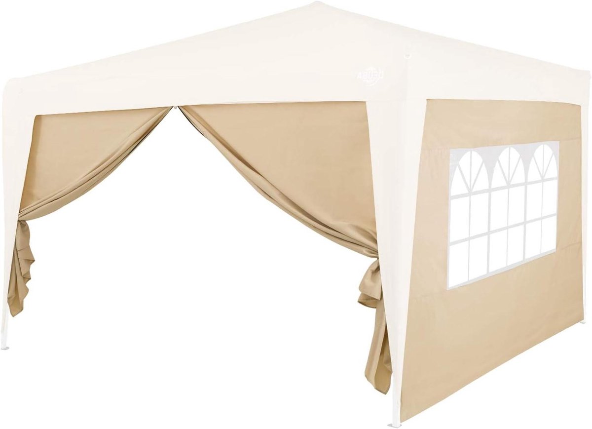 Zijwanden Partytent - Tentwanden - Bescherming Buiten - Met Raam En Rits - 3x2m - Beige