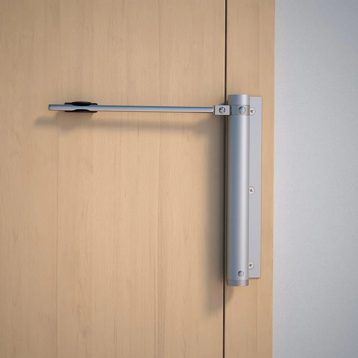 Automatische deursloten (linker- en rechterkant), gemaakt van aluminium en staal.