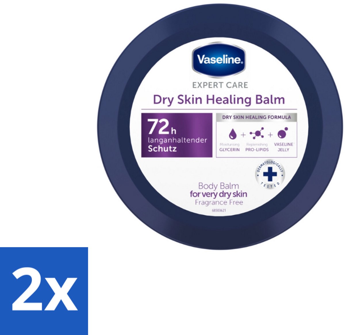 2 x Vaseline – Body Balm – Expert Care Healing Dry Skin – 250 ml - Droge Huid - Herstel Balm - Hydratatie - Huidbarrière - Gevoelige Huid