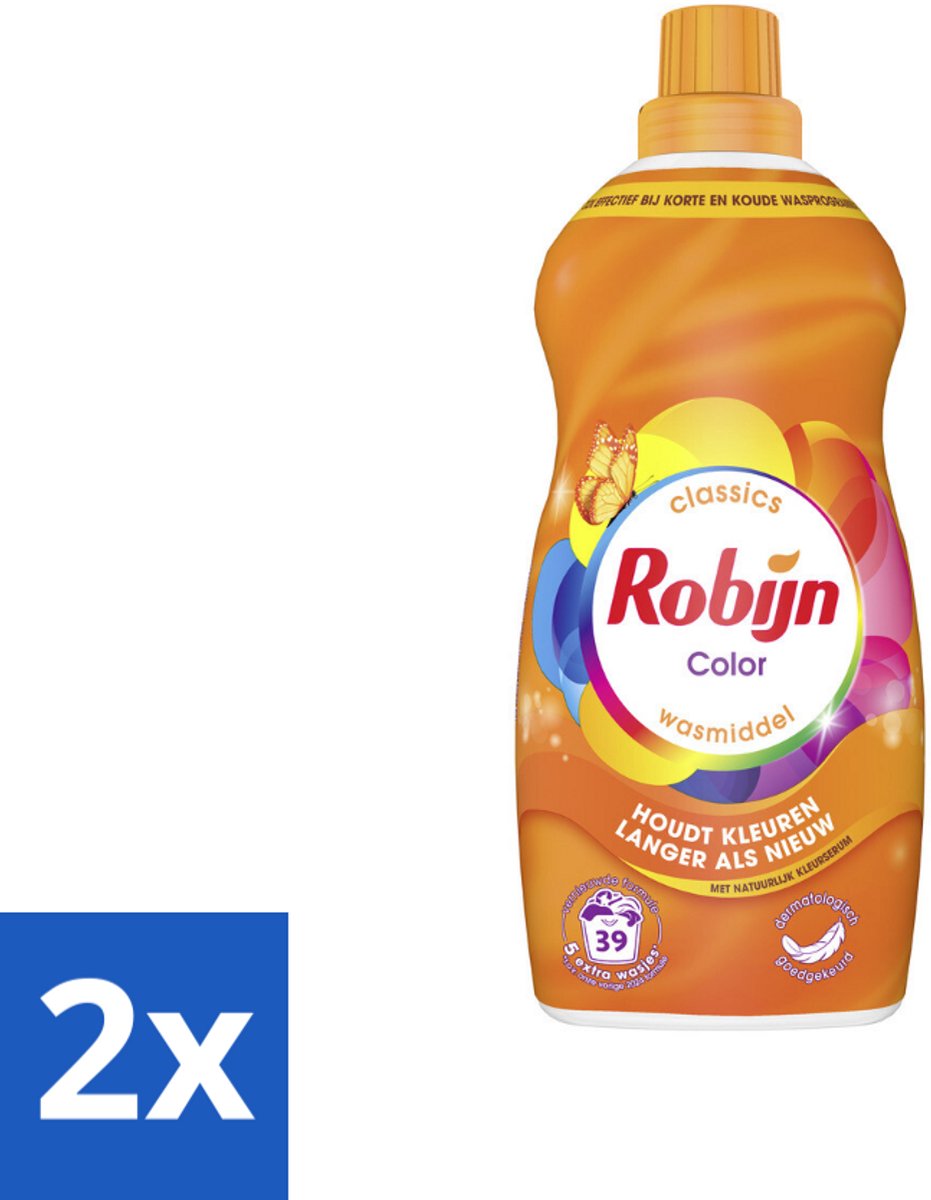 2 x Robijn – Vloeibaar Wasmiddel – Klein & Krachtig Color – 1,19 L - Kleurbehoud - Kleurherstel - Wasmiddel Kleur - Wasmiddel Voor Gekleurd Was - Koud Wasmiddel