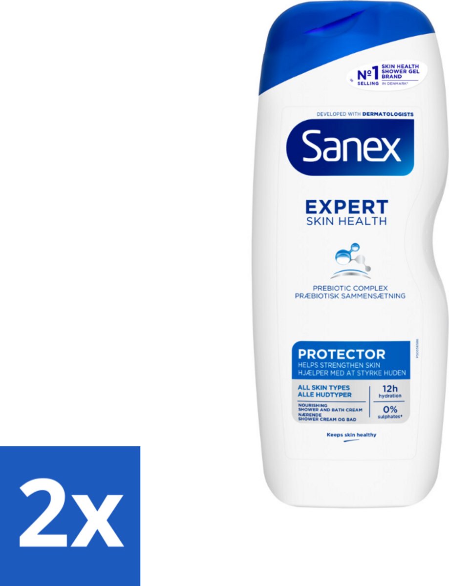 2 x Sanex – Douchegel – Expert Skin Health Protector – 600 ml - Huidversterkend - Huidbarrière - Hydratatie - Pre- En Postbiotica - Gezond Huidmicrobioom