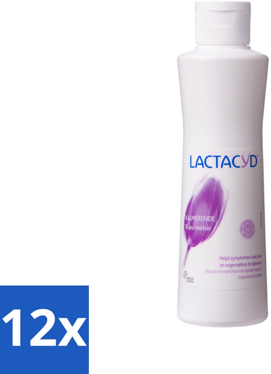 12 x Lactacyd – Kalmerend – Verzachtend – 250 ml - Intieme Verzorging - Jeuk - Roodheid - Irritatie - Kalmerende Wasemulsie