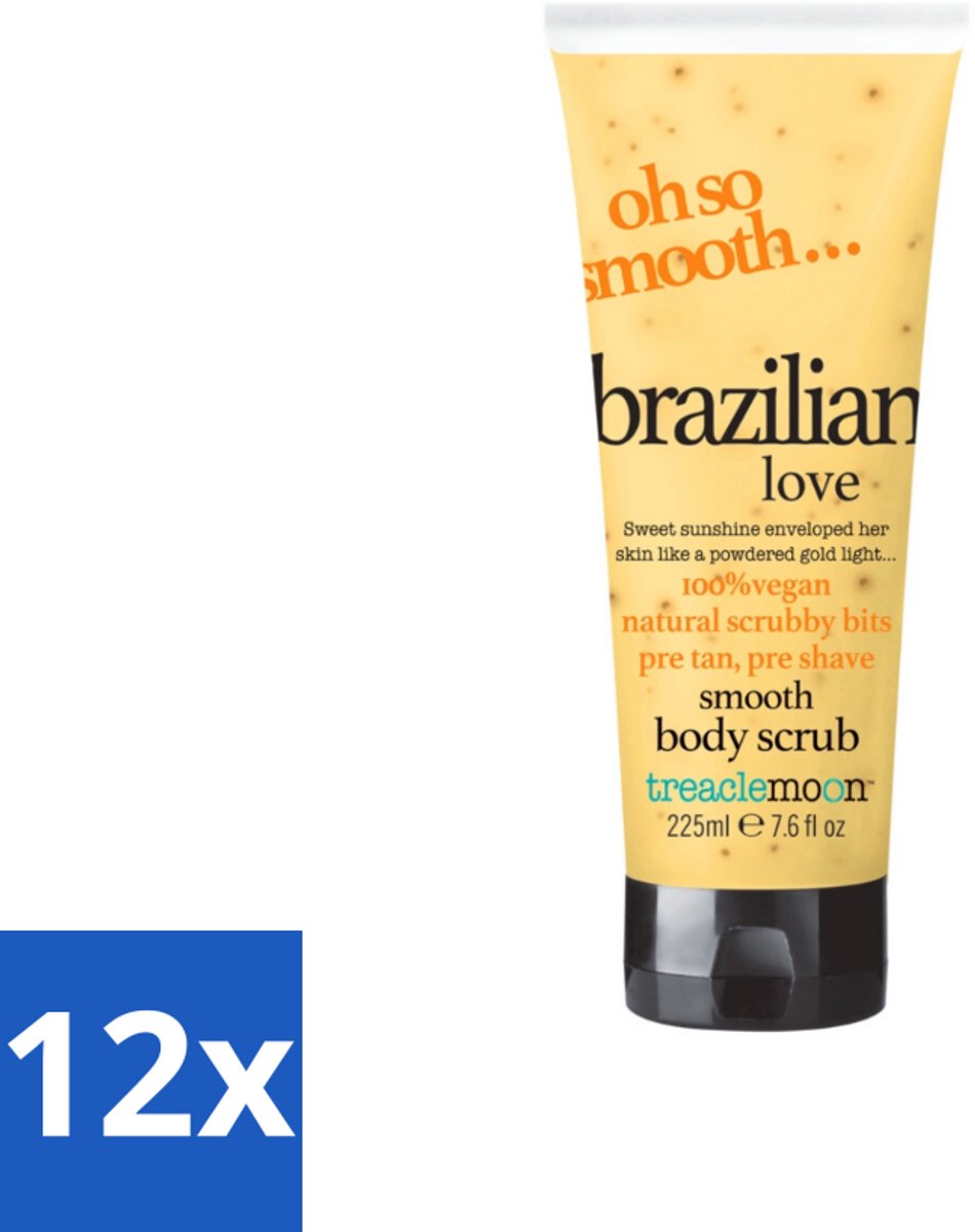 12 x Treaclemoon – Body Scrub – Brazilian Love – 225 ml - Exfoliatie - Huid Verzorging - Braziliaanse Koffieolie - Suiker Scrub - Natuurlijke Huidvernieuwing