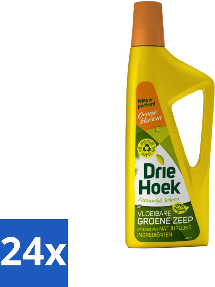 24 x Driehoek – Vloeibare Zeep – Oranjebloesem – 725 ml - Schoonmaken - Natuurlijke Zeep - Textiel Reinigen - Vloer Reinigen - Badkamer Reinigen
