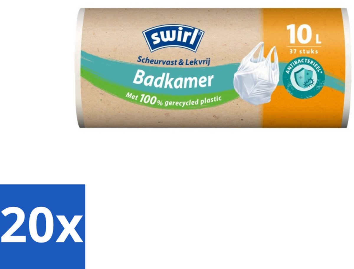 20 x Swirl – Vuilniszakken – 10 L – Handvatten – 37 zakken - Koffiezetapparaat