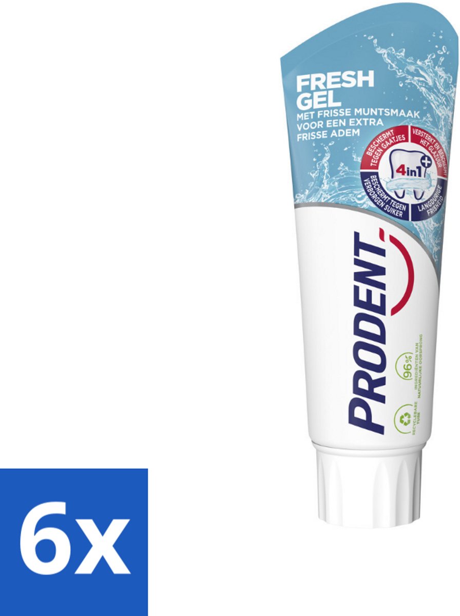 6 x Prodent – Tandpasta – Fresh Gel – 75 ml - Frisse Mond - Anti-cariës - Tandplak - Tanderosie - Glazuur Bescherming