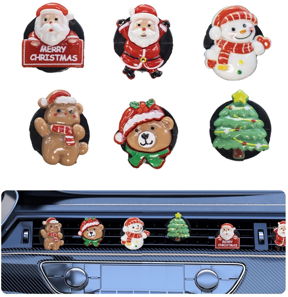 Solidchoice - 6 Stuks Kerst Air Vent Clip Decoraties voor Auto