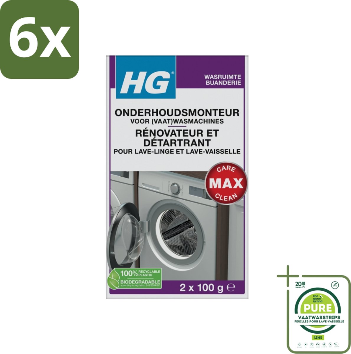 HG Onderhoudsmonteur Voor (Vaat)Wasmachines 200 ml - Voordeelverpakking - 6 stuks - Wasmachine onderhoud - Vaatwasser onderhoud