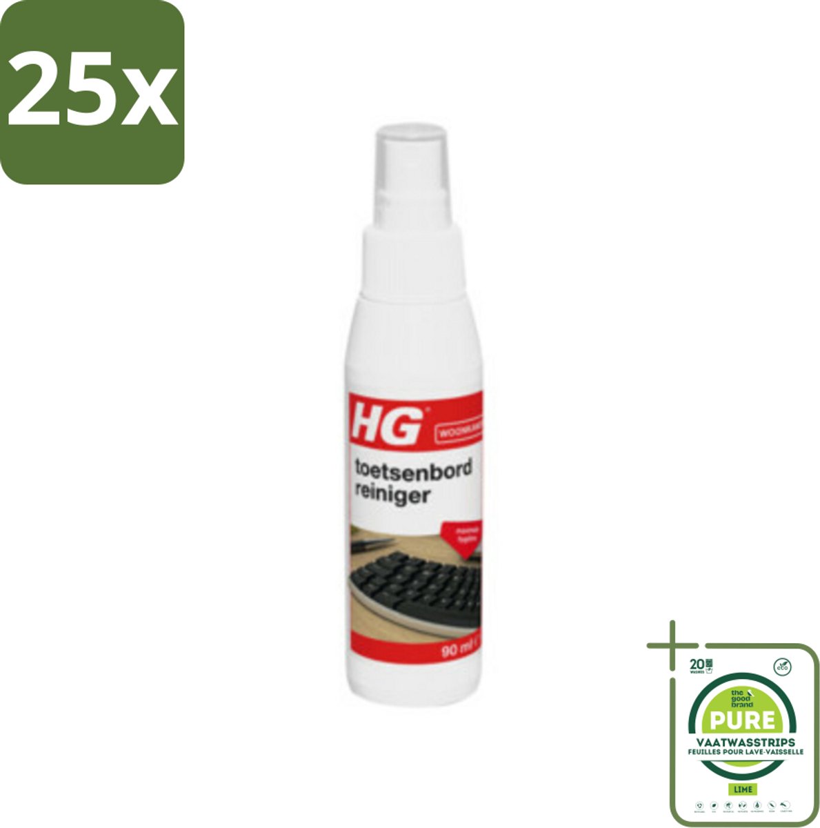 25 x HG - Toetsenbordreiniger - Maximale Hygiëne - Reinigt Snel & Effectief - 90 ml - Grootverpakking - Toetsenbordreiniger - Toetsenbord Schoonmaken - Elektronica Reiniger - Computer Reiniging - Hygiëne Toetsenbord
