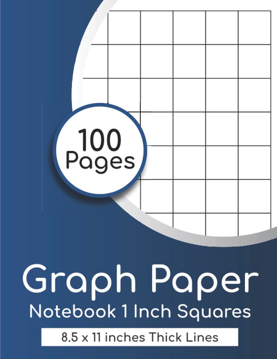 Graph Paper Notebook 1 Inch Squares: (100 Pages, Thick Solid Grid, Large, 8.5 x 11) 1 Inch Square Graph Paper, Grid - ShopVlot