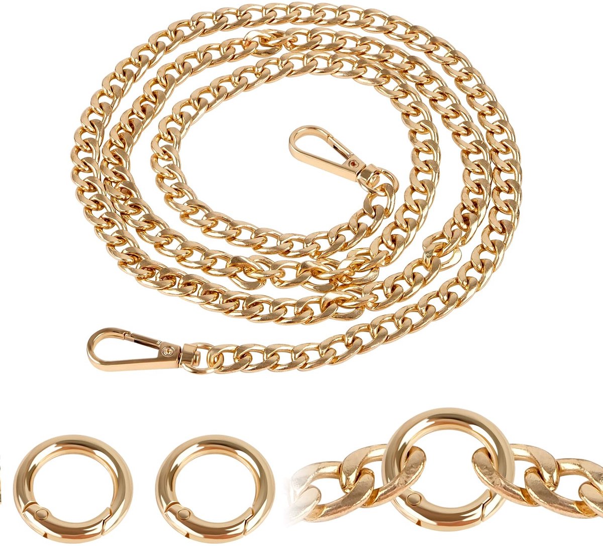 Elzusha - 120 cm Metalen Handtas Ketting met Karabijnhaak