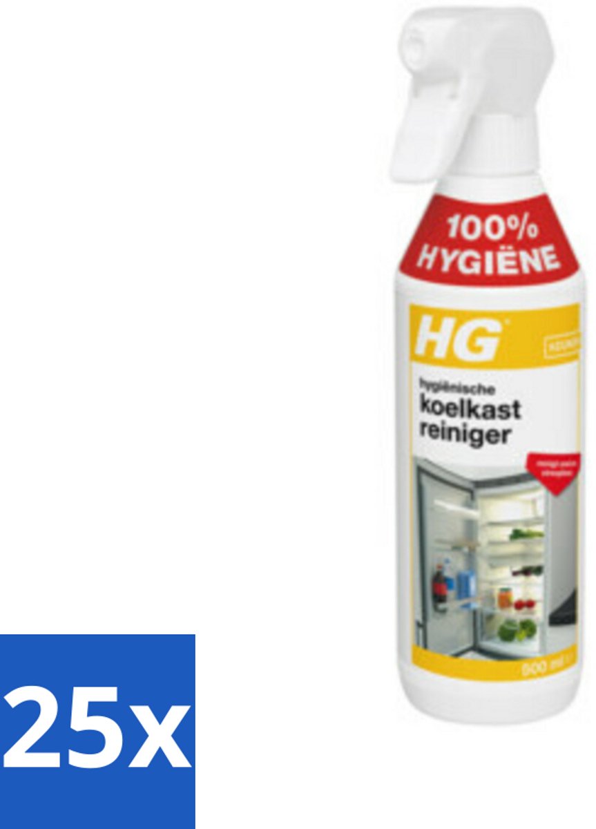 25 x HG Hygienische Koelkast Reiniger 500 ml - Koelkast Reinigen - Koelkast Reinigingsmiddel - Hygiënische Koelkastreiniger - Koelkast Reinigen Zonder Afspoelen - Koelkast Reinigen Snel
