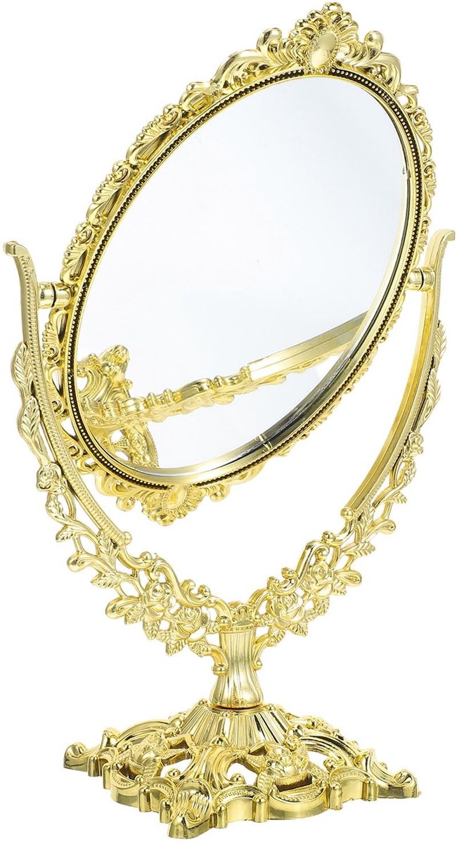 Elzusha - Vintage Oval Makeup Mirror - 360 Rotatable Dubbelzijdig Make-up Spiegel