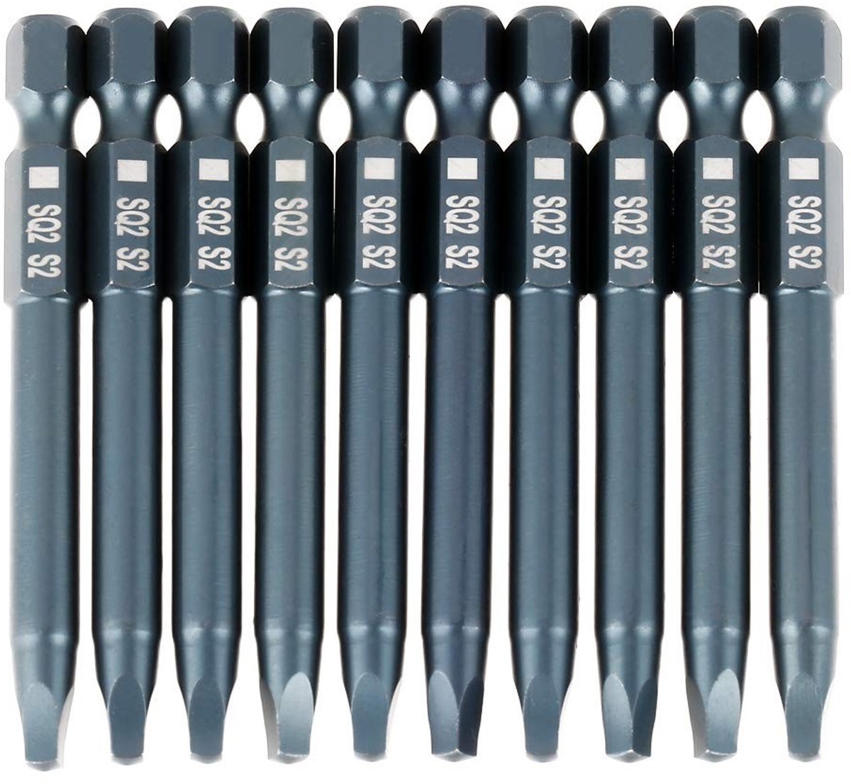 Elzusha - Schroefbit Set - 10-delige S2 Legeringen Stalen Vierkante Schroefbit Set - 65mm Magnetische Bits - Professionele kwaliteit - Geschikt voo...