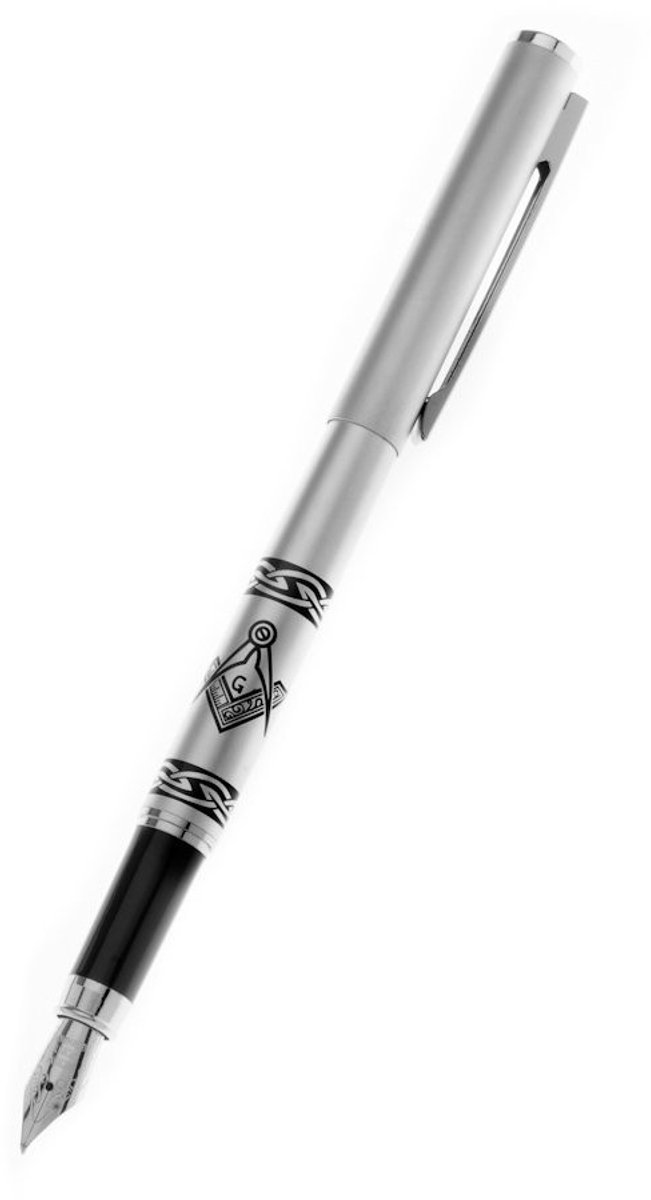 Elzusha - Elegante Masonic Vulpen - Matt Chrome met geschenkdoos