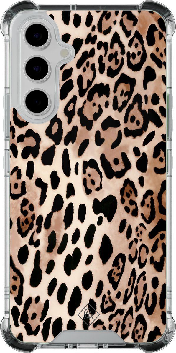 Casimoda® hoesje - Geschikt voor Samsung Galaxy A55 - Luipaard print bruin - Shockproof case - Extra sterk - - Multi, Transparant