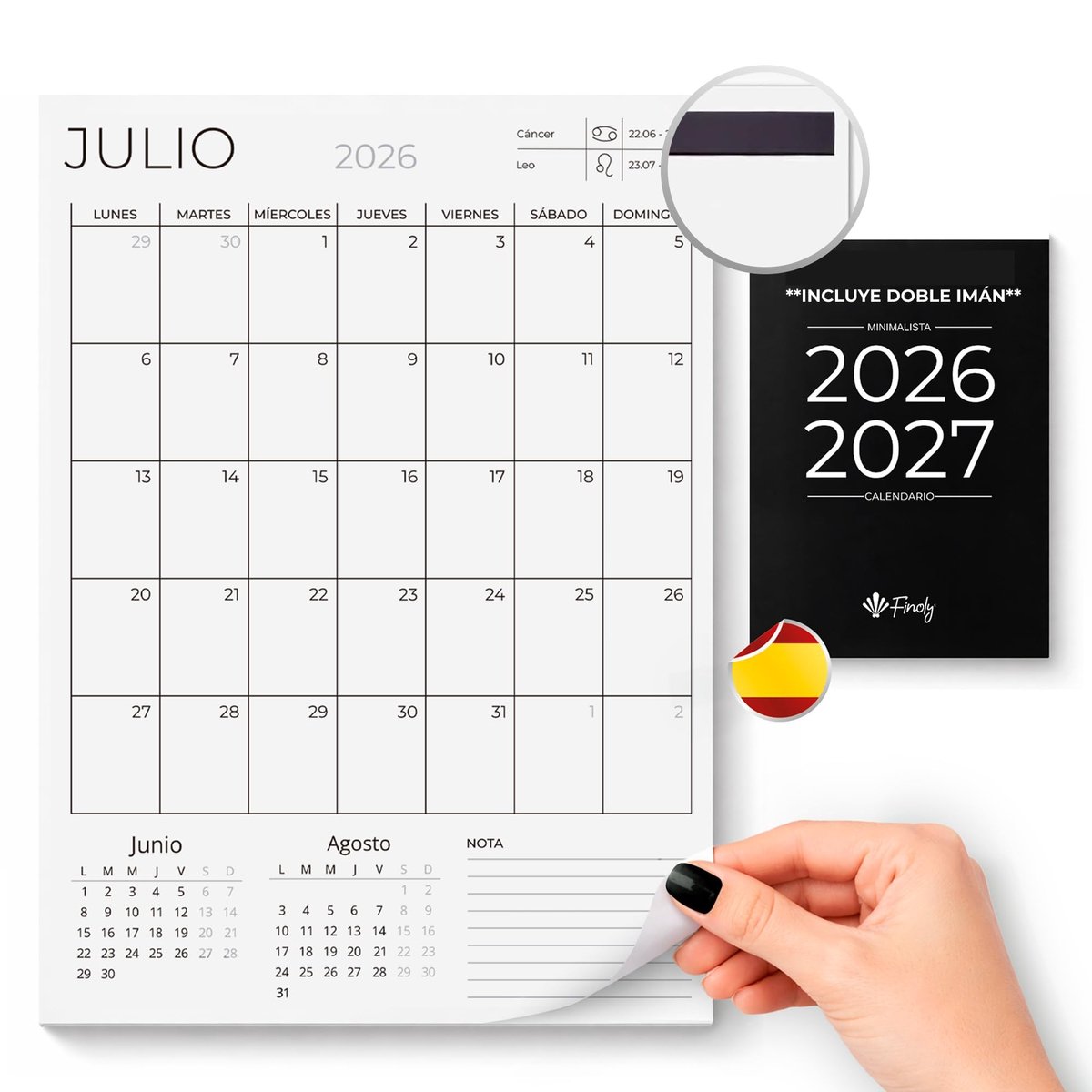 Elzusha - Magnetische Koelkast Kalender 2026-2027 - Maandplanner in het Spaans