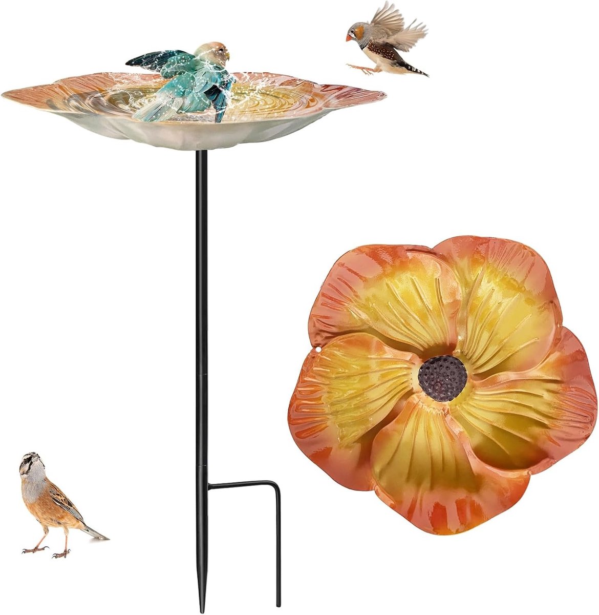 Stijlvolle metalen vogelbad voor de tuin, perfect als vogelvoederplaats en waterdish voor kleine vogels, ideaal voor balkon en patio