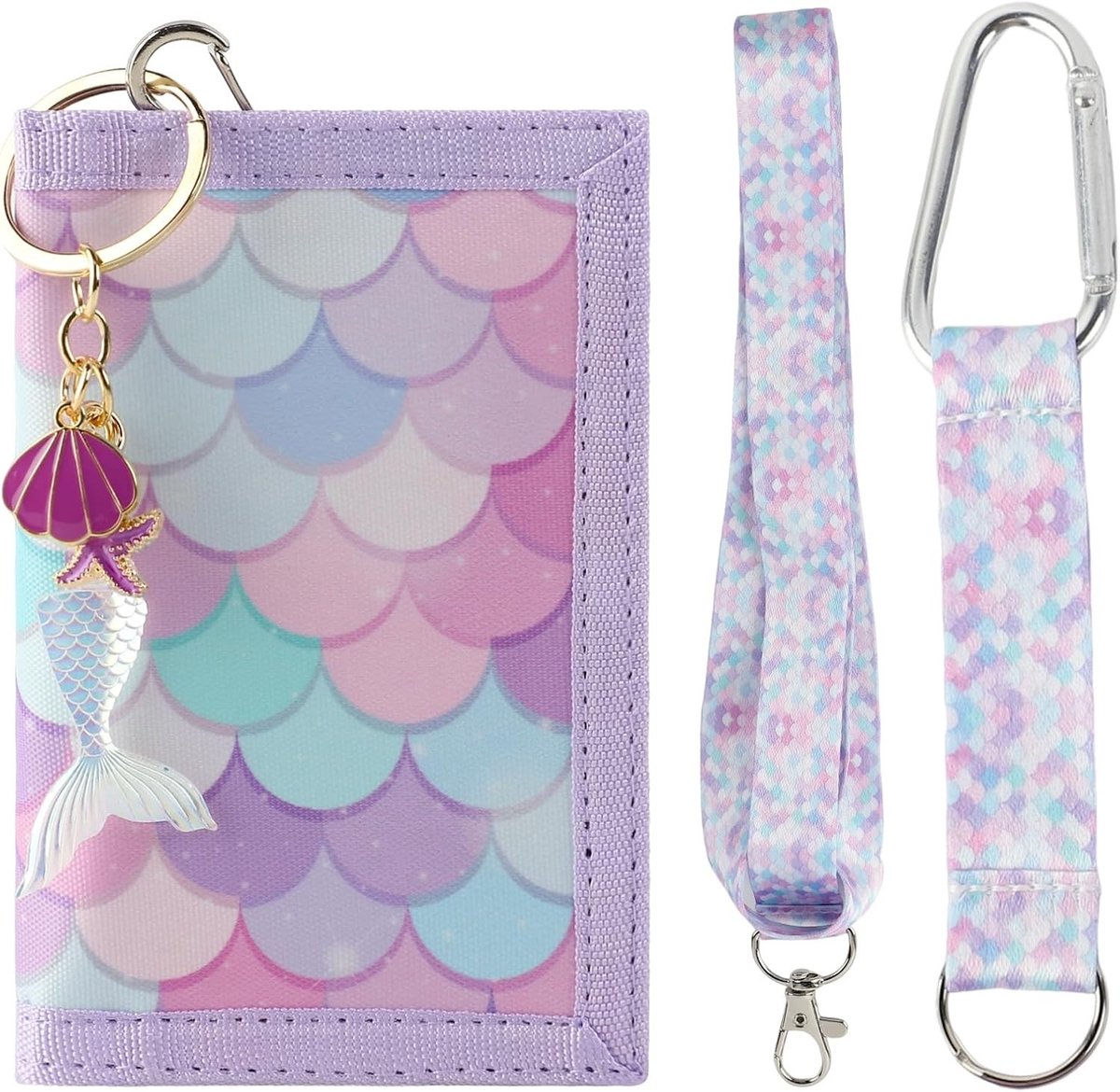 Borsttas voor meisjes en kinderen, multifunctionele portemonnee met sleutelhanger, trendy zeemeermin design, ideaal voor school en uitjes