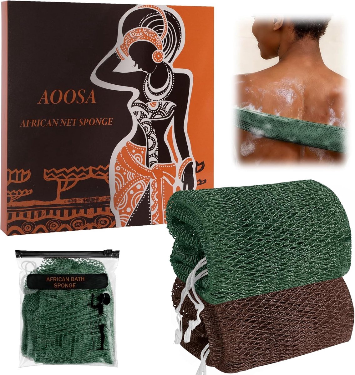 Exfoliërende Net Spons 2Pcs - Sneldrogend Afrikaans Net - Geschikt voor Scrub - Voor Gladdere Huid - SnelShoppen