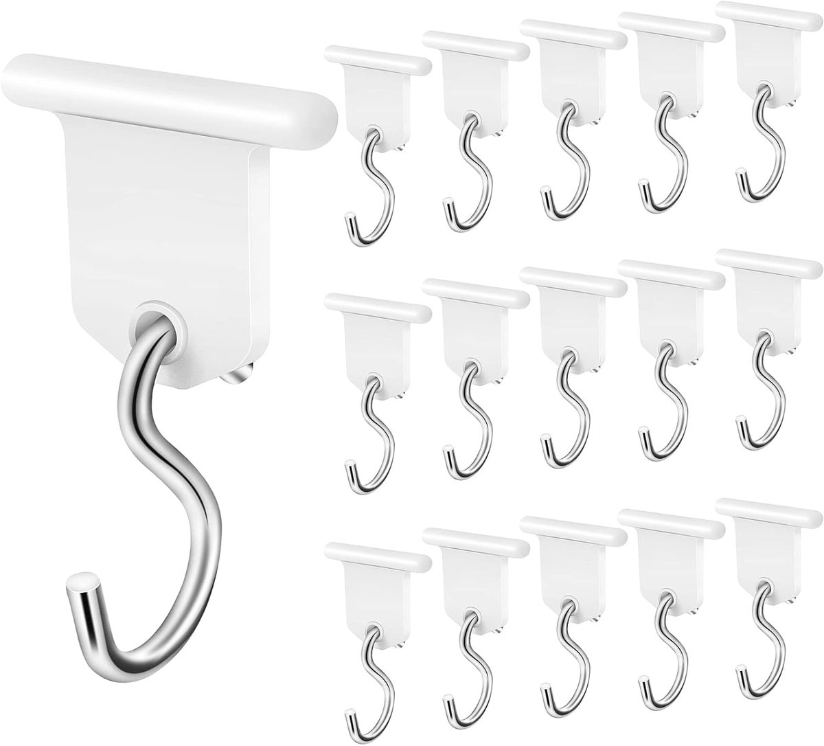 luifelhaken, 16 stuks S-haken voor luifel, RV feestverlichting hangerset voor camping tent, camper, caravan, camper, indoor en outdoor feestdecoratie (wit)