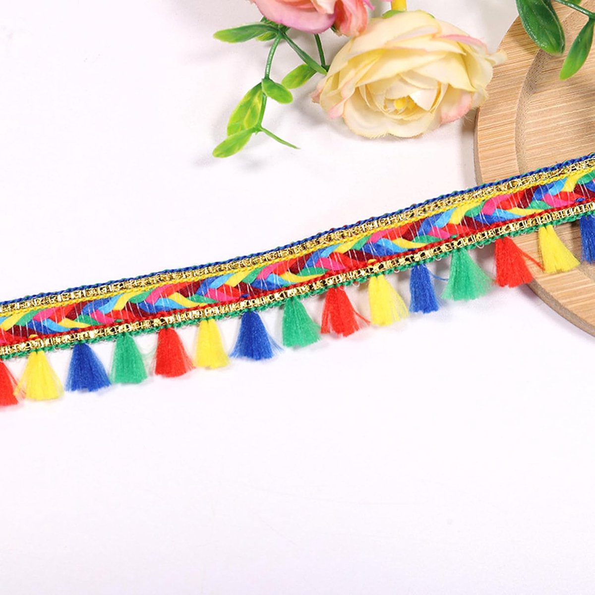 5.6 Meter Kwastje Trim Lint Pompom Fringe - Kleurrijke Kwasten Voor DIY Naaien Accessoires Decoratie (C)