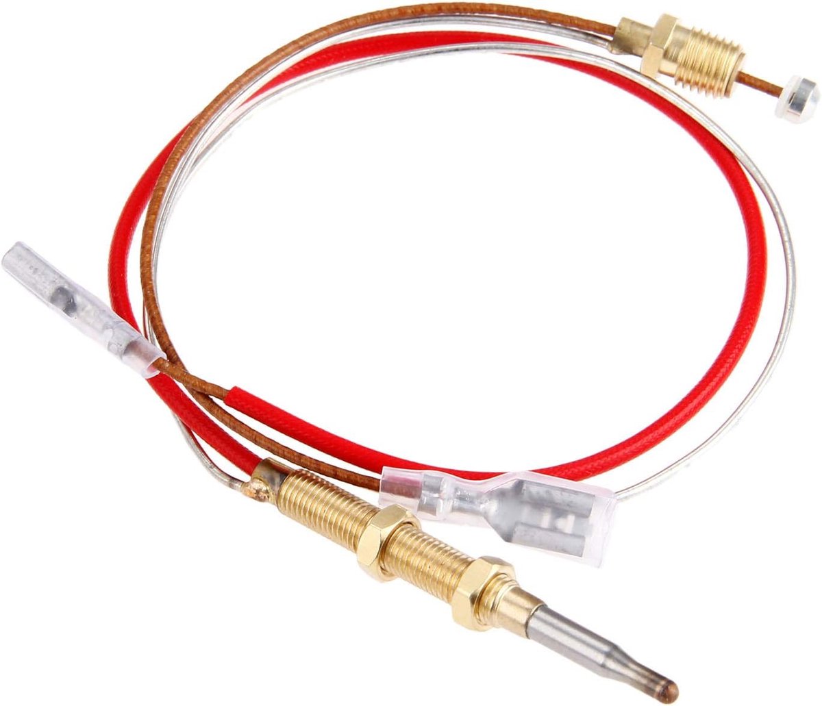 Terrasverwarmer, thermokoppel, buitenverwarming, reserveonderdelen, M8 x 1 eindverbindingsmoeren, thermokoppel, 410 mm, lengte M6 x 0,75 kopdraad, met platte aansluiting van 6,3 mm
