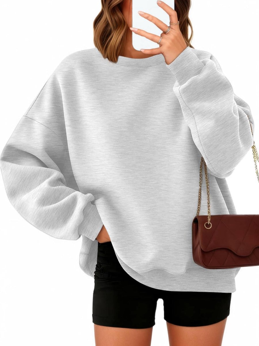 Damestrui met lange mouwen, fleece, ronde hals, sweatshirt, bovenstuk, herfst, winter, tienermeisjes, kleding