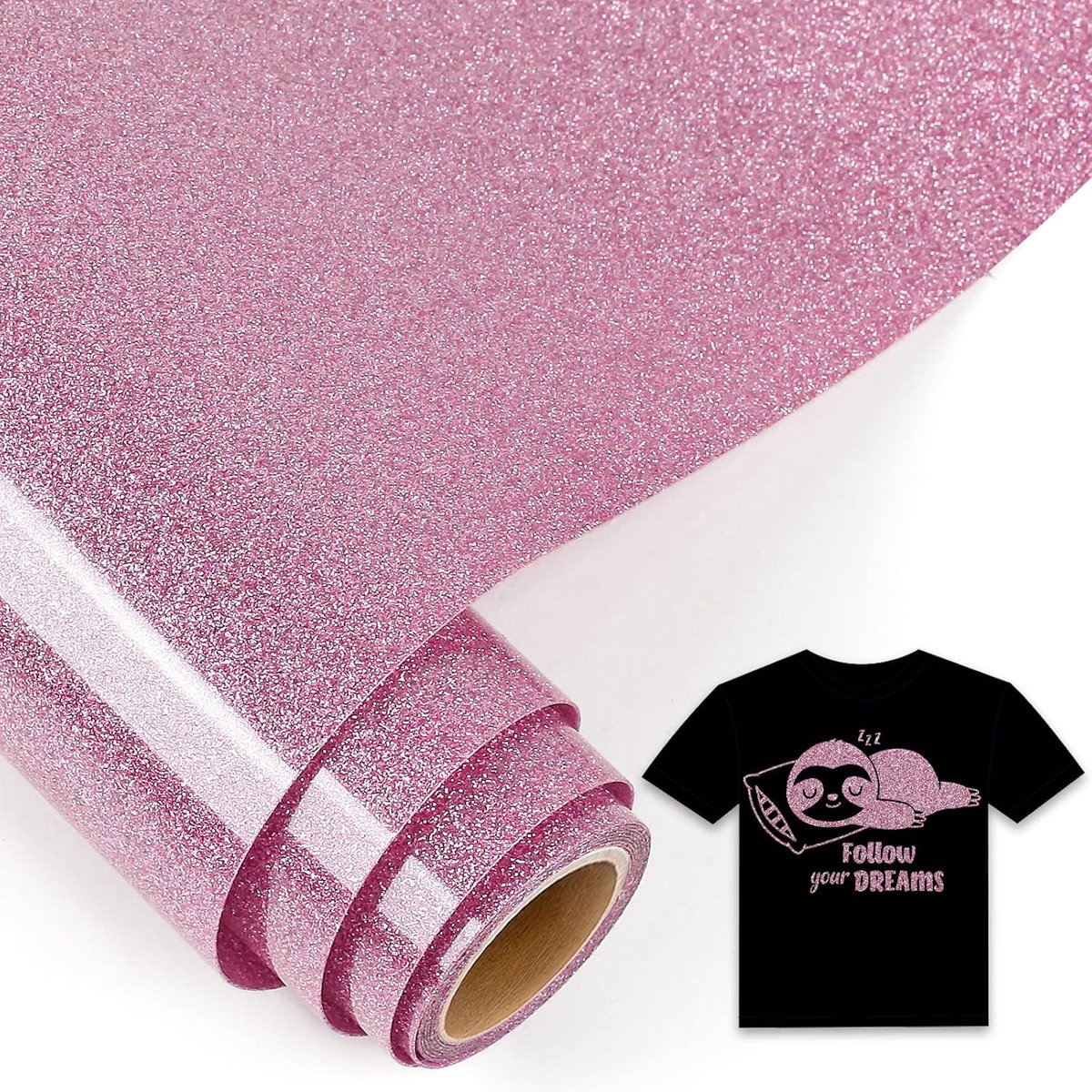 5ft Plotterfilm Textiel Glitter Roze, 30,5 x 152,5 Cm Flex Filmplotter Textiel Voor Cricut Maker, Silhouette Cameo, Textielfilm Roze Voor Kleding, Hoeden, Broeken, Andere Stoffen