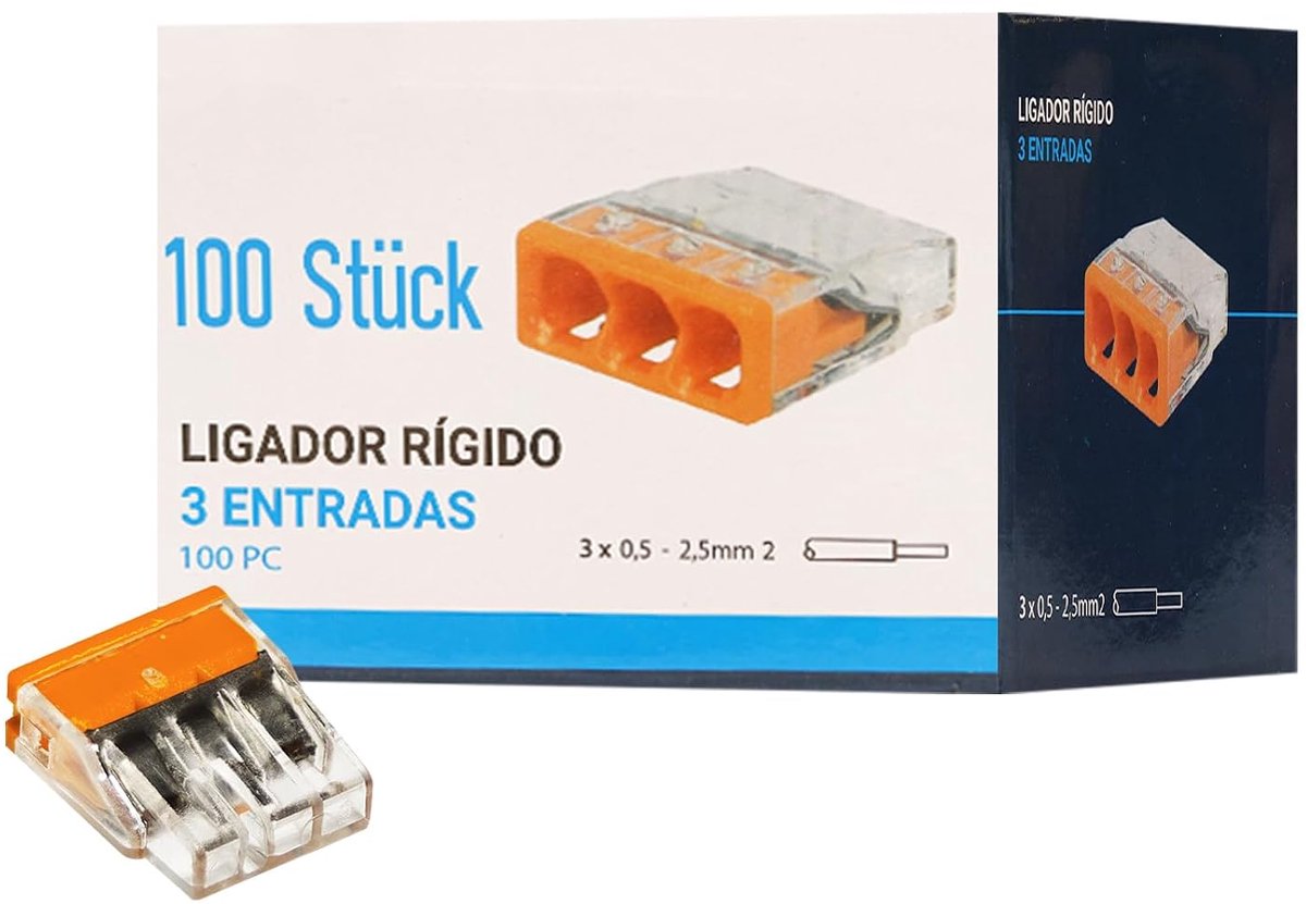 Klemmen 3-Polig Geleider, 100 Stuks Kabelverbinders Kabelklemmen Voor Alle Soorten Geleiders Wereldwijd, Aansluitklemmen Strand Wire: 0,5-2,5 MM² PCT-213