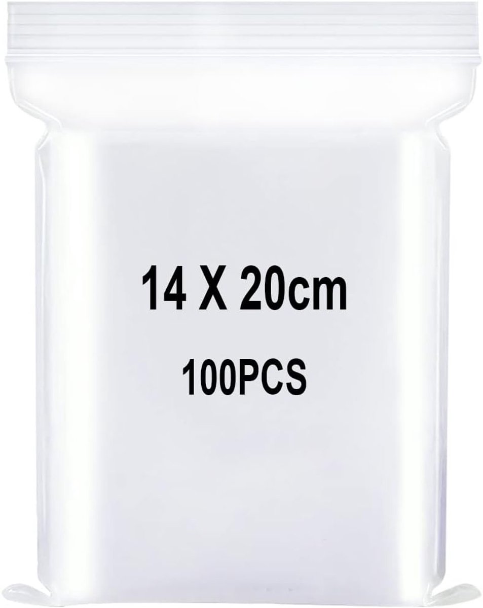 Transparante Plastic Tassen, Kleine Ziplock Tassen, Polyzak, Zak Met Ritssluiting Druksluiting, Van Toepassing op Kkeukenopslag, Opslag Van Kantoorbenodigdheden enz. 14x20cm 100st