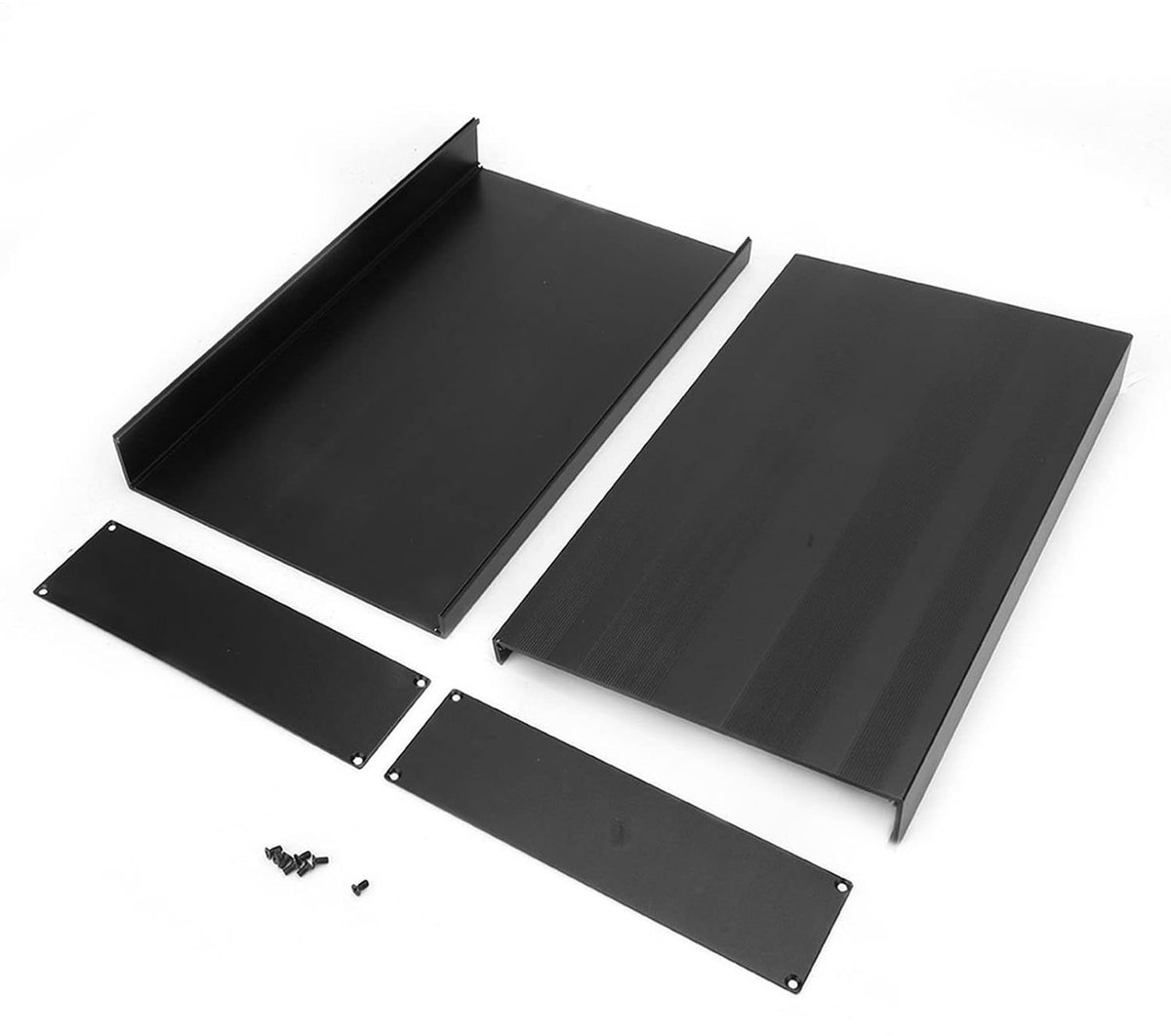 Behuizing Koeler Printplaat Instrumentenkast 50 X 178 X 300 mm - Mat Zwart - Inclusief Schaal, 2 Bekledingen en Schroevenset