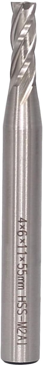 schachtfrees, CNC frees 6mm schacht-Ø 4mm, 4-fluiten schachtfrees metaal, HSS spiraalfrees voor aluminium, hout, enz.