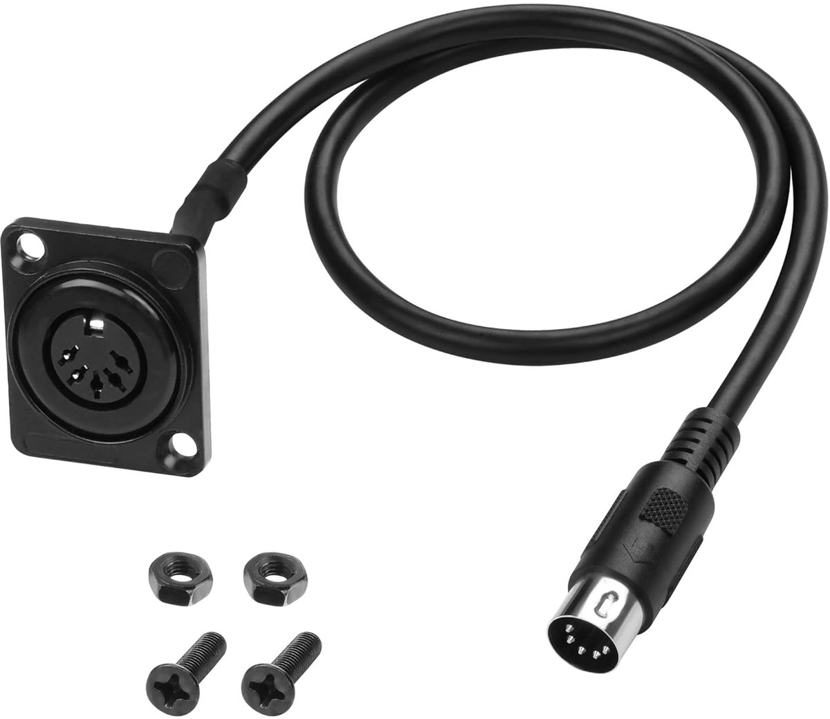 MIDI DIN 5-pins verlengkabel, D-type paneelmontage DIN 5PIN stekker naar bus, audio-adapterkabel voor keyboard synthesizer, orgel, e-piano, MIDI gitaar - 53 cm