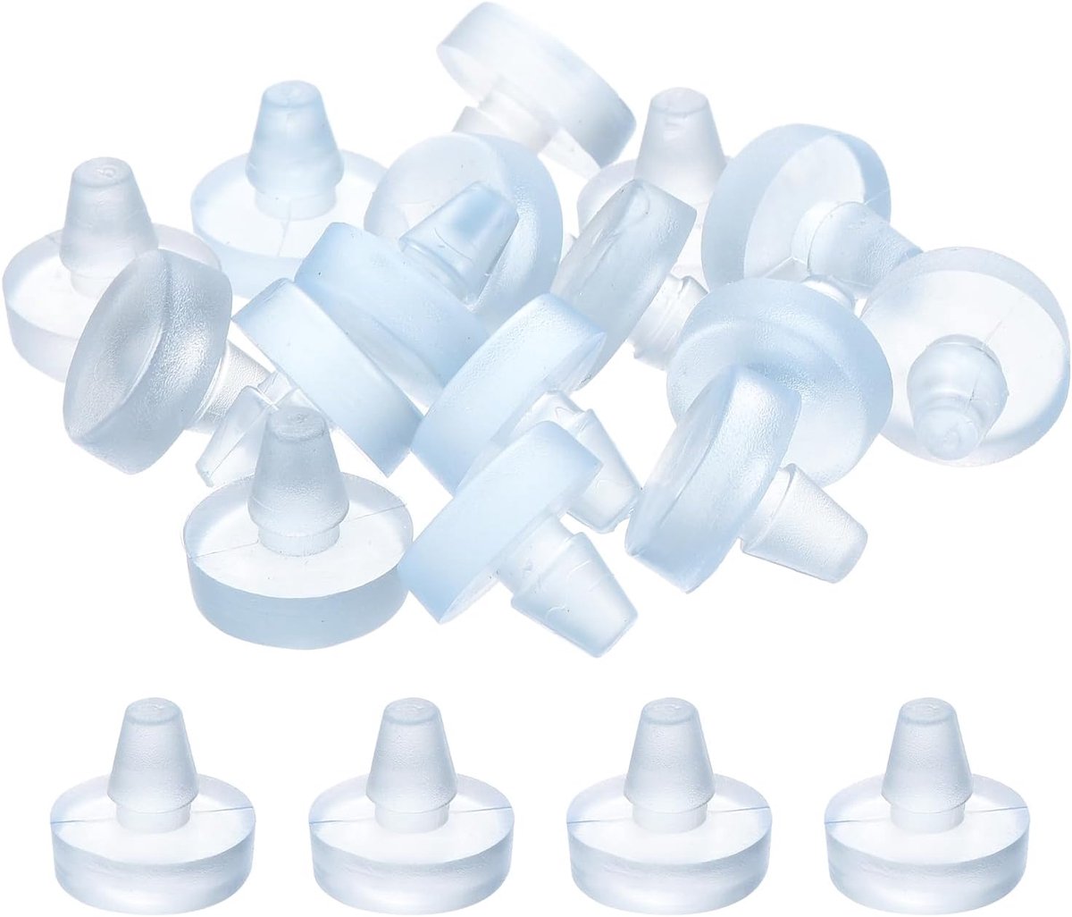 16 stuks glazen poten voor tafels met schacht, 6,5 mm / 0.26in, transparant, rubberen demper, botsingsbescherming voor glazen tafels (geschikt voor 1/4 inch gat)