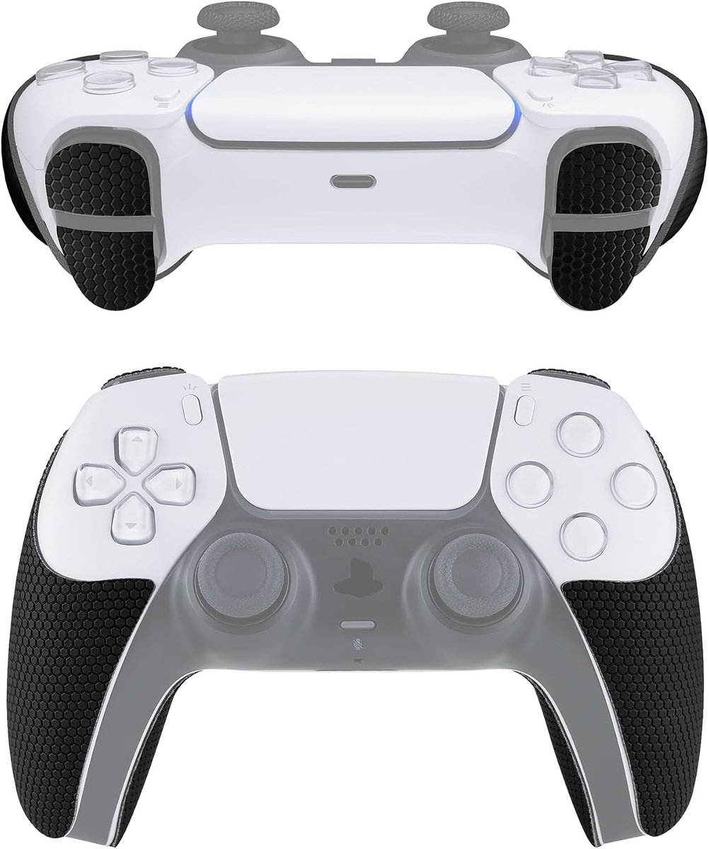 eXtremeRate PlayVital Anti-Skid Zweet-Absorberende Grip voor ps5 Controller,Professionele Getextureerde Zachte Rubberen Pads Handvat Grips voor ps5 met Schouder Knop Trigger Stickers-Zwart