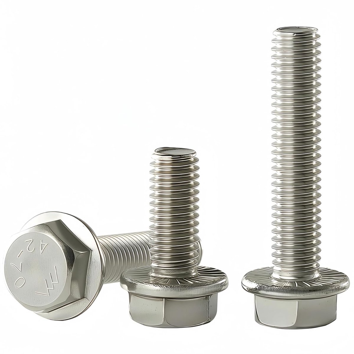 Flensbouten M8-1,25 RVS 304 (A2-70), DIN 6921, Zeskant met Flens, Blank Afwerking, Volledig Schroefdraad, 15 stuks
