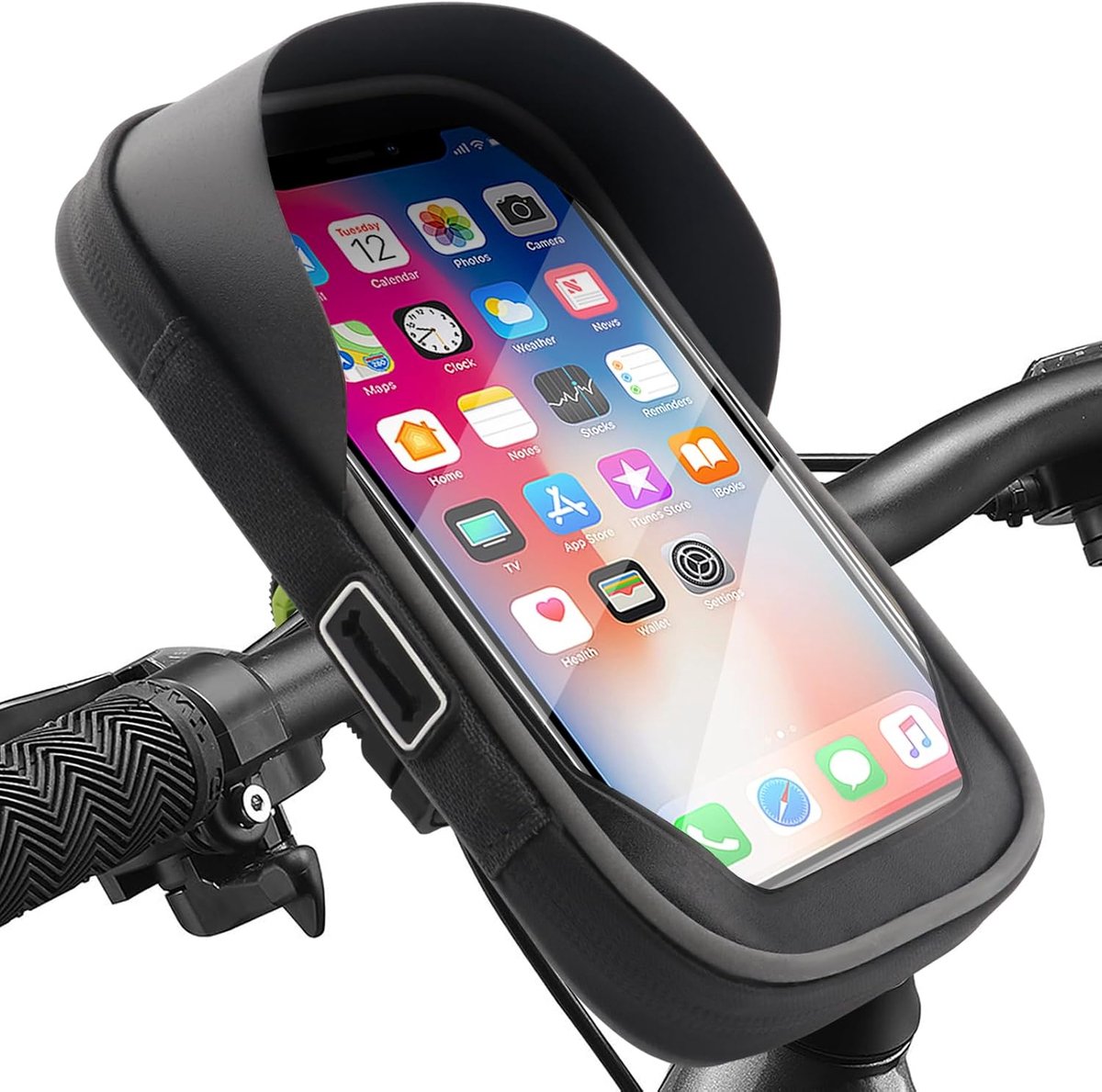 Fietstelefoonhouder met Waterdichte Regenhoes, TPU Touchscreen, Stuurbevestiging Fietstelefoon Voorframetas voor Fiets