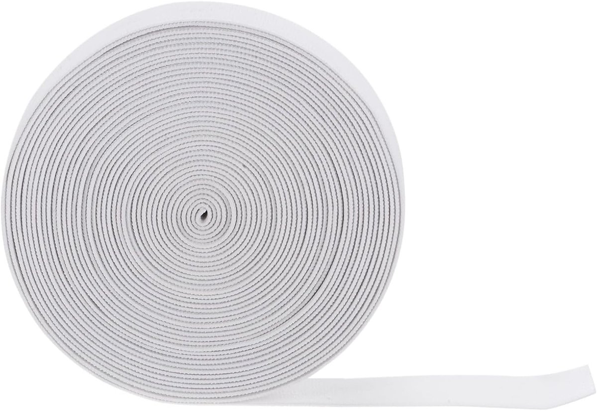 Elastieken naaibanden, 25 mm breed, elastisch plat breitouw voor doe-het-zelfprojecten, kunst en handwerk, 11 stuks, wit