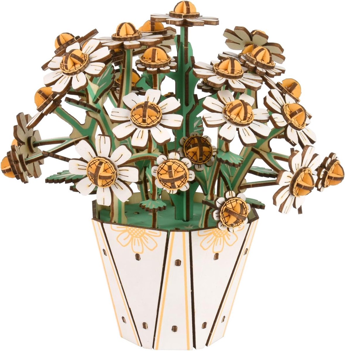3D puzzel houten bloem - witte kristal daisy - DIY modelbouw kit - prachtig decor voor thuis - SnelShoppen