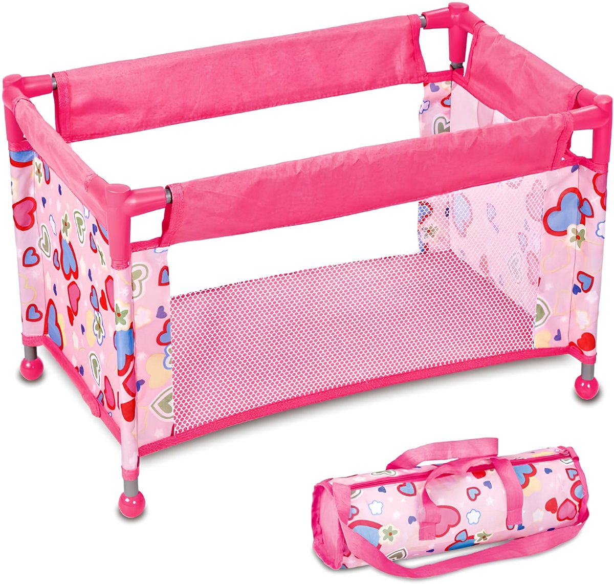 Lìon® Poppenbed - Poppenbedje - Bed voor Poppen - Roze - 52cm x 31cm x 31cm