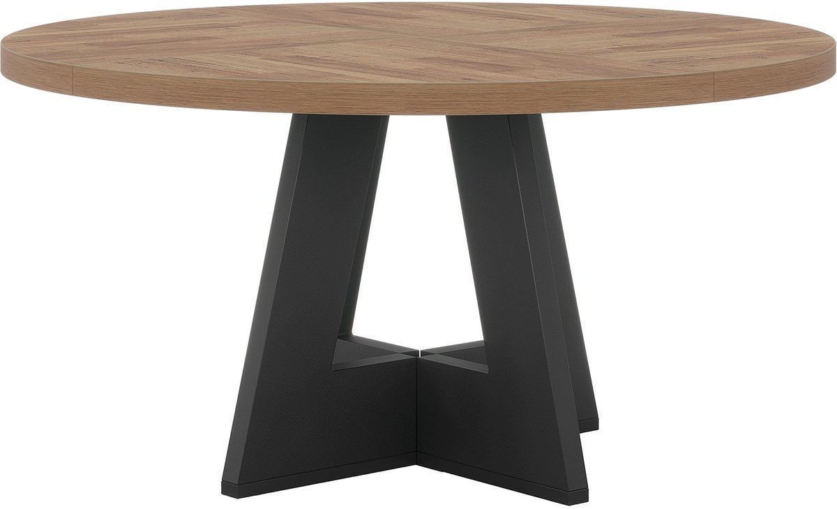 DMG Supply Eettafel - Rond - Matrix-onderstel - 120 x 120 x 75 cm - Naturelbruin en Zwart