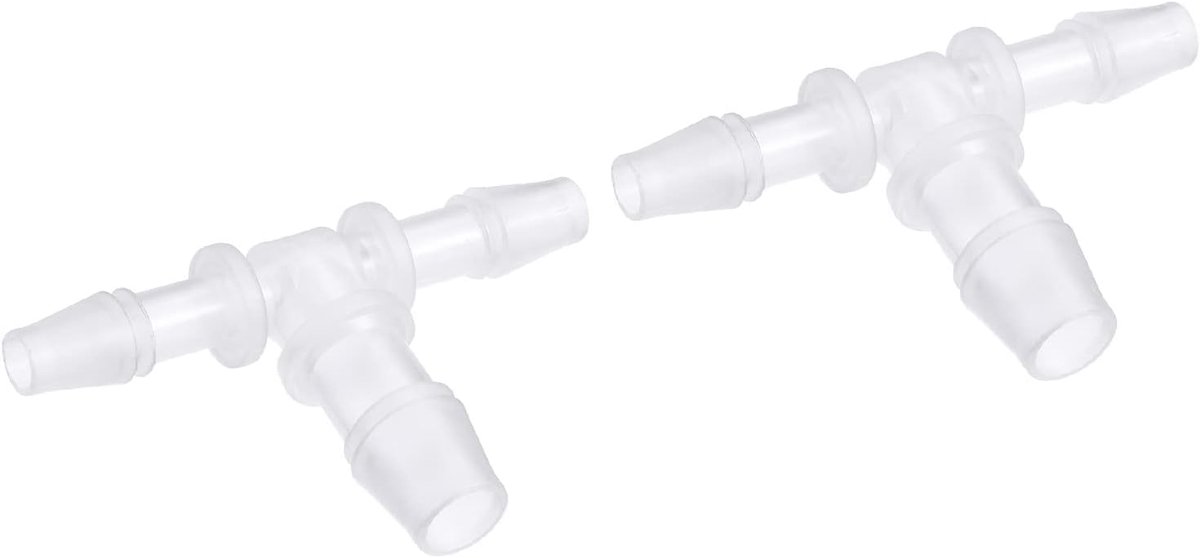 METERXITY 2 Pack Barb Slang Fittings - 6x10x6mm OD Tee Plastic Pipe Connectors zijn van toepassing op Water Brandstof, Transparant (T vormige 3 Manier)