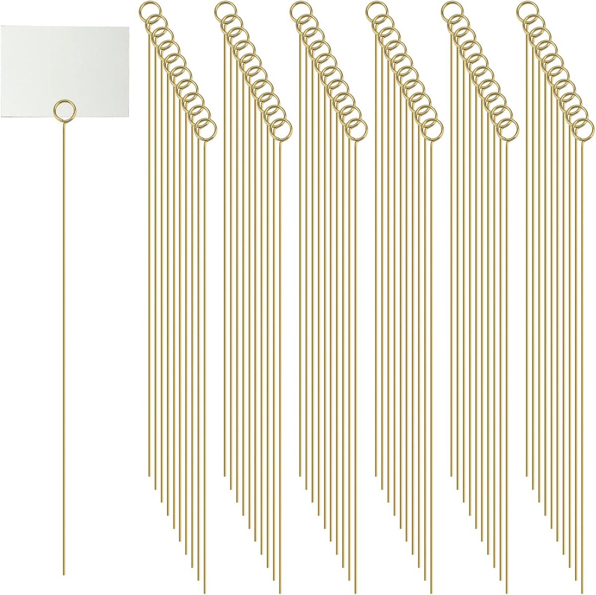 Bloemen plaats kaarthouders, 60 stuks metalen draad bloemen plectrums clips gouden ster hart ronde ambachtelijke draad clip ring lus fotoclip memo voor bruiloft feest, goud-rond