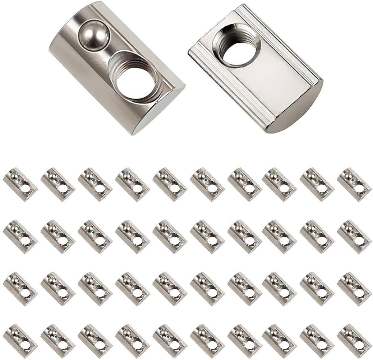 42 stuks T-moeren M8,s T-moeren met Kogelgroef 8, koolstofstaal glijmoer met veerkogel,Modulemontage Zonnemodule Houder Van 40 X 40 Aluminium Profielen (M8-40 42PCS)