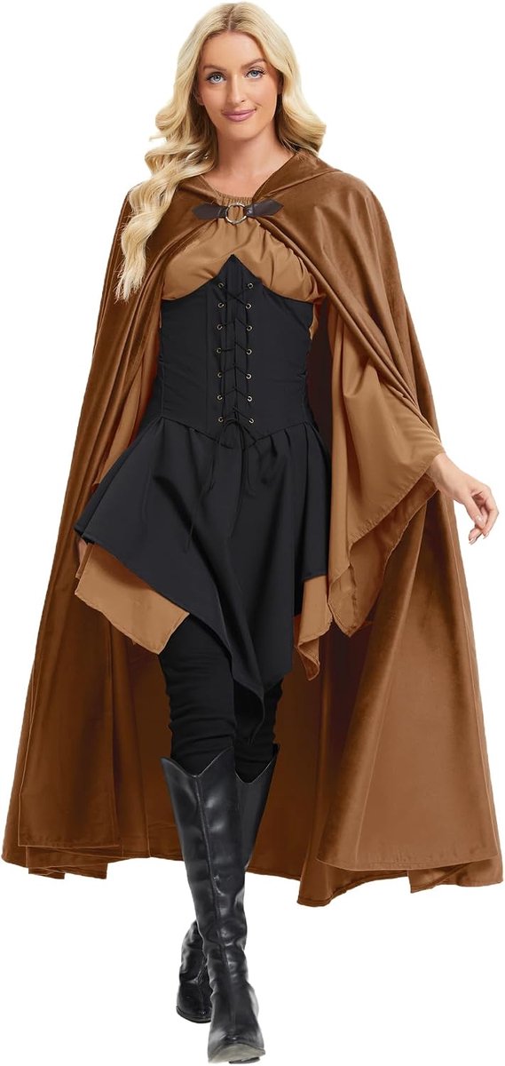 renaissance, cape met capuchon, fluweel, mantel voor mannen en vrouwen, Victoriaanse steampunk, middeleeuwse cosplay cape