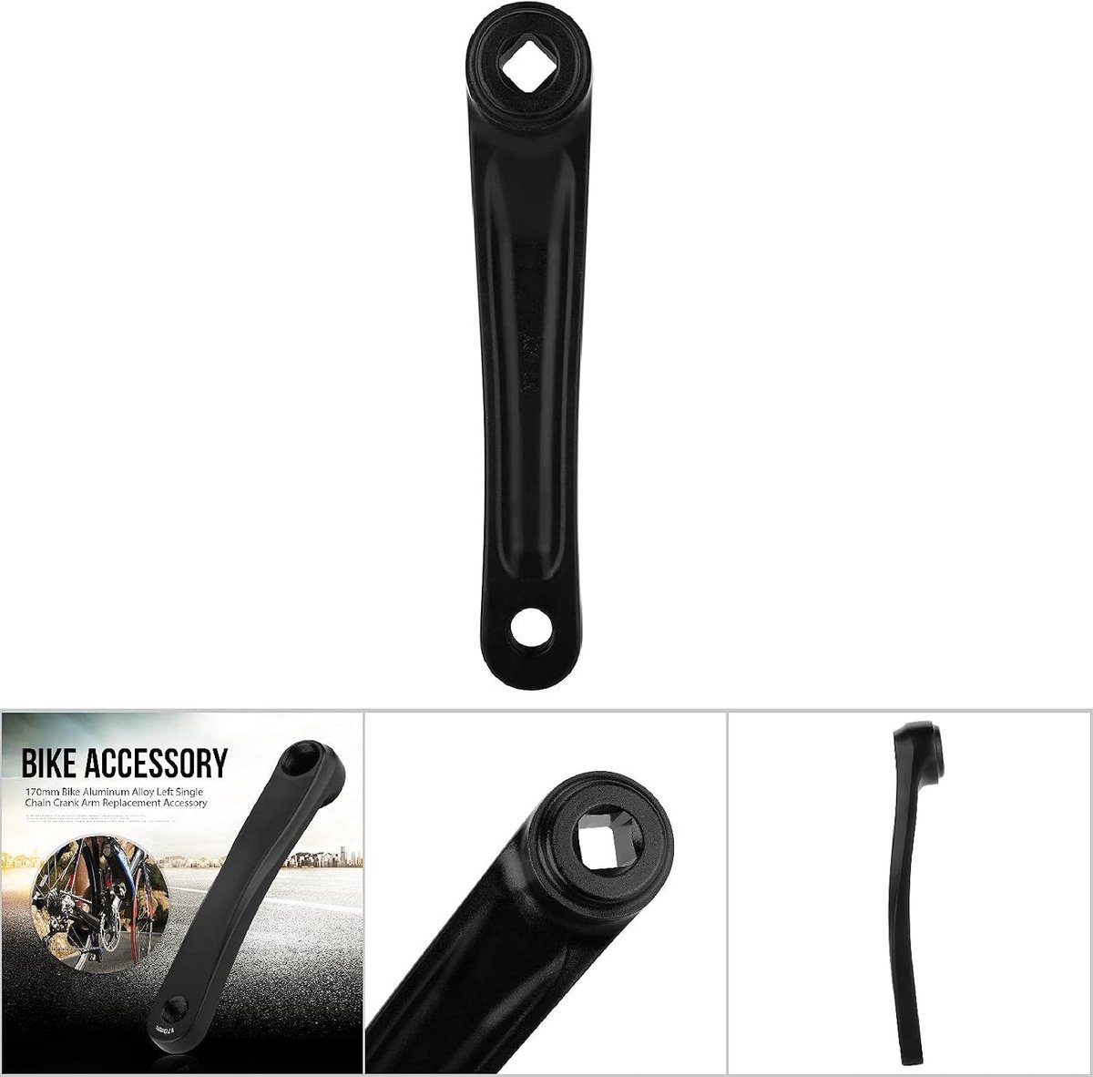 mountainbike pedaal, Tbest fiets crank arm 170 mm aluminium fietslegering linkerhand crankketting set vervanging voor mountainbike road mountainbike vierkant rhombisch gat (zwart-rom gat), Zwart